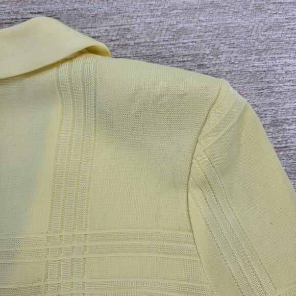 Misook Knit Sweater Jacket PM Petite Yellow Plaid Double Breasted 3/4 Sleeve - Picture 15 of 16